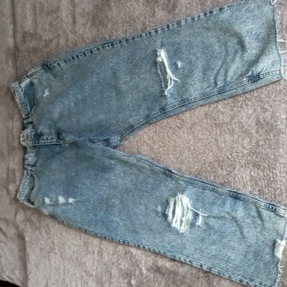 We The Free CRVY acid wash distressed button fly jeans size 35